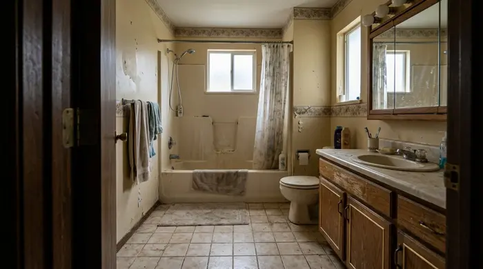 Before: Dated 90s Bathroom